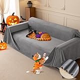 Loiion Grau Sofaschutz Katze, Sofabezug für 1/2/3/4 Sitzer, Weich & rutschfest Sofaüberwurf, Sofa Überzug Wasserdicht, Kratzschutz für Haustiere Katzen Hunde Kinder, 300x180cm