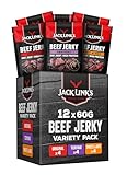 Jack Links Beef Jerky Geschenke Box - 12er Pack (12 x 60g) - Hochwertiger Fleisch Snack Geschenke für Männer - Vater, Papa, Mann Geschenk oder als Geschenkkorb, Präsentkorb, Geburtstag - High Protein