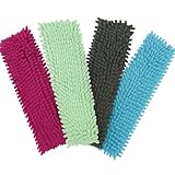 MC-Trend 4er Set Bodenwischer Ersatzbezug Mikrovelour 40 x 12,5 cm pink/türkis/grau/blau Microfaser Chenille Wischbezug Haushalt Hochglanz Wischmopp perfekt für den Haushalt