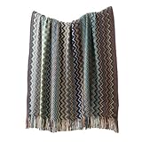 Uooduby Home Boho-Überwurfdecke für Couch, Sofa, Bett, Bauernhaus-Cottage-, Weiche, Warme, Gemütliche Strickdecke mit Quasten, Ca. 127 cm X 172 cm (Einschließlich Quasten), Stil A