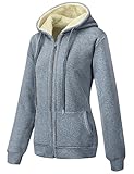 MOVE BEYOND Sweatjacke Damen mit Kapuze Zipper Hoodie Fleecejacke Gefüttert Warme Winterjacke mit Reißverschluss Kapuzenjacke, Grau, Medium