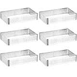 Xanewza 6 Stück mikroperforierter Ring, rechteckige perforierte Form aus Edelstahl 430, perforierter Ring für Gebäck aus Mousse, Dekoration (10 x 6 x 2 cm)