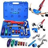 Rohrbiegegerät, Rohrbieger Rohrbiegemaschine Ratschen Rohrbieger 7 Matrizen 6-22 mm Biegewerkzeug 1/4'-7/8' bis 90 Winkel Rohrbiegemaschine Werkzeug Set für Kupfer Aluminium und Stahlrohre mit Koffer