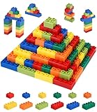 Lixara Große Bausteine, 120 Teile Steine in 6 Farben und 2 Maße, Kompatibel mit Duplo-Steinen EIN ideales Spielzeug für Kinder ab DREI Jahren