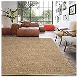 Handgefertigter Sisal-Teppich, moderner Juteläufer für Schlafzimmer und Balkon, Dekoration, Naturfaser, Katzenkratzmatte mit solidem beigefarbenen Rand, umweltfreundlich und