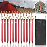 Zeltheringe, 12Pcs Heringe Erdnägel, Sandheringe, Zelthaken Zeltnägel aus Aluminium mit Seil und Beutel mit Kordelzug für Outdoor-Camping, Reisen, Strand