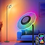 RGB Stehlampe LED Dimmbar, LED Deckenfluter mit Fernbedienung & APP-Steuerung, 1800LM Warmweiß Leselampe Stehlampe mit Timing & Musikmodus Farbwechsel Stehlampe für Wohnzimmer Schlafzimmer Hotel