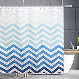 Duschvorhang 120 x 200 cm Welligkeit Duschvorhang Antis-chimmel Wasserdicht 3D Shower Curtains Wellenmuster Duschvorhänge Waschbar Polyester Stoff für Badewanne Badezimmer A-1479