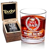 Tpudn Whiskeyglas für den Vater, personalisierbar, 300 ml, in wertvoller Holzbox, lustiges Gag-Geschenk für Vatertag, Geburtstag, Weihnachten – ideales Geschenk für Vater, Ehemann, neuer Papa von