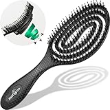 Bio Haarbürste ohne Ziepen mit Wildschweinborsten - Entwirrbürste mit einzigartiger Spirale, nachhaltiges Material - perfekt für nasse&trockene Haare, mehr Glanz, Volumen&gesunde Haarpflege, Schwarz
