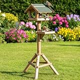 Zooprinz stabiles und wetterfestes stehendes Vogelhaus für Wildvögel – Einfacher und schneller Aufbau – Aus nachhaltig angebautem Holz – EIN schönes Zuhause für Vögel (Mit Ablage)