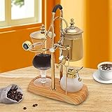 Aohuada Siphon Kaffeemaschine Vakuum-Kaffeebereiter Belgische Siphon Kaffeemaschine Set eleganter doppelt geriffelter Fulcrum mit T-Griff, Ägyptische Schwarz & Gold