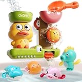 OR OR TU Baby Badespielzeug, Wassermühle Drehendes Wasserspielzeug mit Saugnäpfen, Aufziehendes Badespielzeug Baby Dusche Badespielzeug
