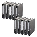 Centra Standard-Ordner, Wolkenmarmor, 10er Pack, Recycling, Blauer Engel, LGA Zertifikat, A4, 5,2 cm breit, bis zu 350 Blatt (80 g/m²), Kantenschutz, Griffloch, schwarz, 628577