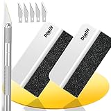 Dimiff Rakel Set- Flexible Kunststoff Rakel, Hochwertiges Folierungs-Werkzeug-Set mit Präzisionsmesser, Rakel für Folie, Folierungs Werkzeug, Folienrakel, Rakel für Fensterfolie |Klein-Weiß