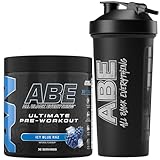 Applied Nutrition Bundle ABE Pre Workout 375g + ABE Black Shaker 700ml | All Black Everything Pre Workout Pulver, Energy Drink, Körperliche Leistung, Kreatin, Beta Alanin, Koffein (ICY Blue Raz)