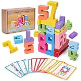 PKKP Zahlenbausteine, Number Blocks aus Holz Zahlenblock Spielzeug, Bausteine Holz Zahlenerkennungs Stapelspiel, Montessori Spielzeug