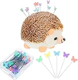 Nadelkissen Igel Form Pin Halter, Entzückendes Nadelkissen Kit, Igel Nadelkissen Niedliche Nadel Stoff Nadelhalter Nadel Kissen Nähen Zubehör Stifte Quilten Halter Nähen, 100Pcs Pins Included (Khaki)