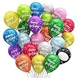BIO Luftballons Geburtstag •15 Stück• Bunt • MADE IN EU • Premium Bio Ballons • 100% Naturlatex • Ø34 cm • Klimaneutral • Happy Birthday Luftballon • Ballons Geburtstag • Happy Birthday Ballon