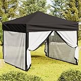 Partyzelt Faltbar mit Seitenwänden, Xichuzi Pavillon, Faltpavillon, Lackierzelt, Faltzelt, Eventzelt, Rennzelt, Gartenpavillion, Sonnenzelt, Arbeitszelt, Schwarz 3x3 m