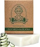 MAMA AVOCADO - Avocado & Aloe Vera Seife für alle Hauttypen - Naturkosmetik - Handgemachte Duschseife für Haut & Haare - Naturseife ohne Palmöl & Parabene - 100g