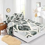 Spannbettlaken Grau Grün Polyester Bettlaken 40 cm Steghöhe Knitterfreies Und Atmungsaktives Spannbetttuch 4Er Sets Spannbetttücher Für Einzelbett,Bed Sheets