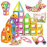 kejector Magnetische Bausteine 60 Teile, Magnetspielzeug Magneten für Geschenk ab 3 4 5 6 7 8 Jahre, Kinder Bauklötze Magnet Spielzeug