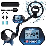Metalldetektor für Erwachsene und Kinder, Verstellbarer Stab, Professioneller Metalldetektor mit LCD-Display, Pinpoint & DISC & All Metal 3 Modi, 22 cm Suchspule 25,5 cm Tiefe für Schatzsuche