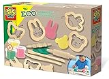 SES Creative 24917 – Eco Knete Set mit Holzwerkzeugen, Umweltfreundlich, Fördert Motorik und Kreativität, diverse Farben