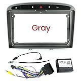 Autoradio Radioblende Doppel Autoradio-Blendenrahmen, Audio-Montageadapter, Armaturenbrett-Verkleidung, 9 Zoll, passend for Peugeot 308 408 2008–2016, Radio-Player Autoradio Radioblende Doppel