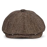 Charmylo Herren Tweed Schiebermütze 8-Panel Gatsby Flatcap im Fischgrätmuster Klassisch für Frühling Herbst & Winter
