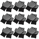 Ipetboom 15 Paar Rutschfeste Halbfinger Arbeitshandschuhe aus Robustem Nylon Atmungsaktive Industriehandschuhe für Montage Reparatur und Freizeit Unisex Schwarz
