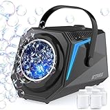Blubbel LED Seifenblasenmaschine, 4X 90ml Seifenblasenflüssigkeit Tank, Seifenblasen Maschine, Seifenblasenpistole Kinder, Luftblasen Bazooka Bubble Maschine, Geschenk, Hochzeit