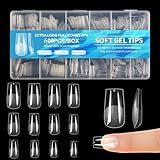 600 Stück Quadrat Nagelspitzen,halbmatt künstliche Nägel,transparent lang Nagelspitzen Weiche Gelspitzen,volle Abdeckung,für Nagelverlängerung und Nail Art DIY Nagelstudio zu Hause,12 Größen