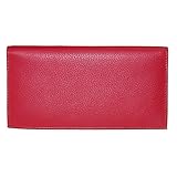 CTM Einfarbige Scheckbuchhülle aus Leder, Rot