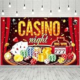Casino Party Hintergrund Dekoration, 71'' x 43'' Las Vegas Hintergrund Poker Nacht Dekoration,Party für Casino-Thema, Poker-Würfel, goldfarben Dekorationen