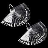 100-Stück Nail Art Tips in Klarem, Professioneller Nagel DisplaySticks Nagelmuster mit Metallschnalle, Übungsnagel Sticks für Anfänger, Nagelfarbe Display für den Salon