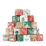 Schachteln für die Rückseite von Weihnachten – Dekoration für Winterfeste Advent, 24 leere Schachteln für die Rückwärtszählung 'Advent zum Befüllen | Für Kekse Süßigkeiten Snacks und Gefälligkeiten