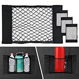 4 Stück Kofferraum Organizer Netz,40x25cm Gepäcknetz Auto, Kofferraum Netztasche Auto mit Klettband,Universal Aufbewahrungsnetz für Auto SUV Innenraum Gadget