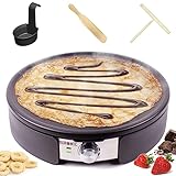 Duronic PM152 Crepesmaker, Crepes-Eisen für 37 cm XXL Crêpes, Tortillas Galettes Burritos Tacos Maker, Fiesta Elektrogrill mit Zubehör, Grillplatte mit stufenloser Temperatureinstellung, 1500 W