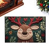 Generisch Rentier Fußmatte Weihnachten Waschbar, 60x40cm Fussmatte Weihnachten rutschfest Innen Aussen, Schmutzfangmatte, Aus Kristallvelours Und Polyester, Für Eingang, Weihnachtsdekoration