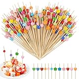 Xmart 200 Stück Cocktailspieße 12cm Holzspieße 4 Formen Cocktailspieße Dekoration Geeignet für Desserts Fruchtsnacks Partys Bars Geburtstage Restaurants Spieße Fingerfood (Mehrfarbig)