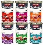 GranCarno Hunde Nassfutter Herzhafte Variation (6 x 400 g), Hundefutter nass ohne Getreide und Zucker von animonda, für ausgewachsene Hunde, mit frischen fleischlichen Zutaten