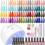 PEACECOLOR 38PCS UV Nagellack Set mit UV Lampe, 20 Farben Nagelset Gelnägel Starterset Gel Nagellack Set mit Base Coat Top Coat Gel Nägel Selber Starterset