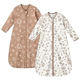 Unnivoll 2er Pack Baby Schlafsack Sommer mit Ärmel 0.5 Tog Sommerschlafsack 100% Baumwolle Babyschlafsack 0-6 monate 67 cm für Jungen Mädchen Neugeborene Weiß Braune Sonne