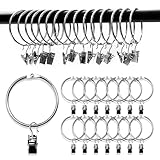 15 Stück Metall Vorhangringe mit Clips, Rundringe Vorhang Clips, Metall Gardinenringe, Vorhang Hängend Ringe, Geeignet für Vorhänge, Fenster, Badezimmer, Wohnzimmer und Gästezimmer (50mm Silvery)