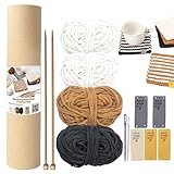 Strickset Für Anfänger Erwachsene Komplett, Stricken Für Anfänger Set, Mit Stricknadeln, Zubehör Für Glasuntersetzer Schal Aus Wolle Zum Stricken, Geschenkidee Bastelbedarf Und Kits