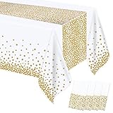 MOKANI Einweg Tischdecke, 4 Stück Tischdecke Geburtstag, Wasserdicht Tischdecke Bierzeltgarnitur, Rechteckig Tischdecken Geeignet für Party, Weihnachten, Hochzeit, 137 x 274 cm, Gold