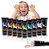dellyy 60ml*10Pcs Fingerfarben Kinder Ungiftig, Gouache Farben Set, Fingerfarben, Abwaschbare Fingerfarben für Kinder, Baby Fingerfarbe, Finger Paint Set, 10 Farben, für Kinder ab 3 Jahren