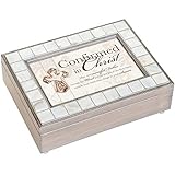Cottage Garden Spieluhr aus Zinn mit Aufschrift 'Confirmed in Christ Merciful Father Savior', Perlmutt, spielt auf Adlerflügeln